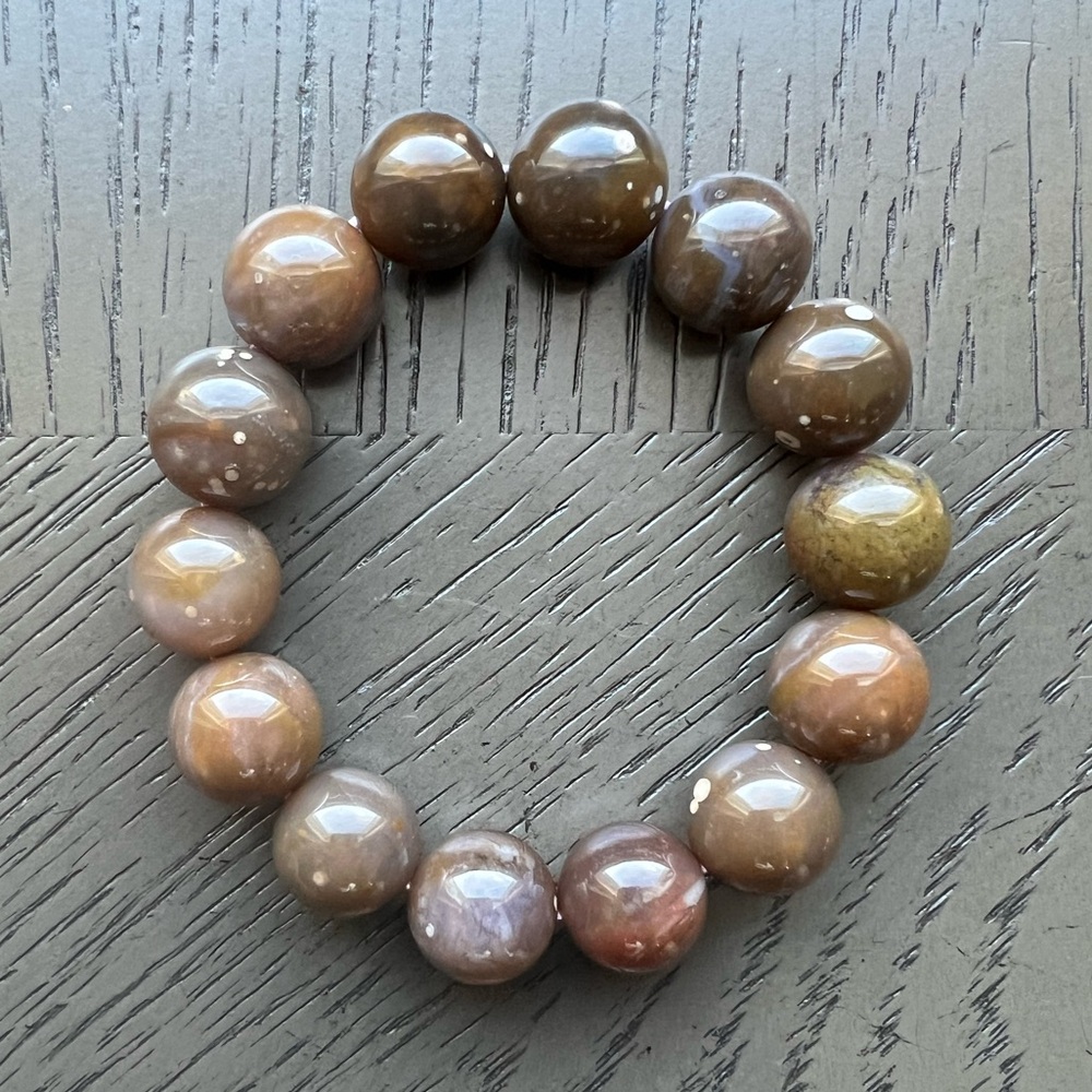 Galaxy agate bracelet 14mm SIZE 6.25’